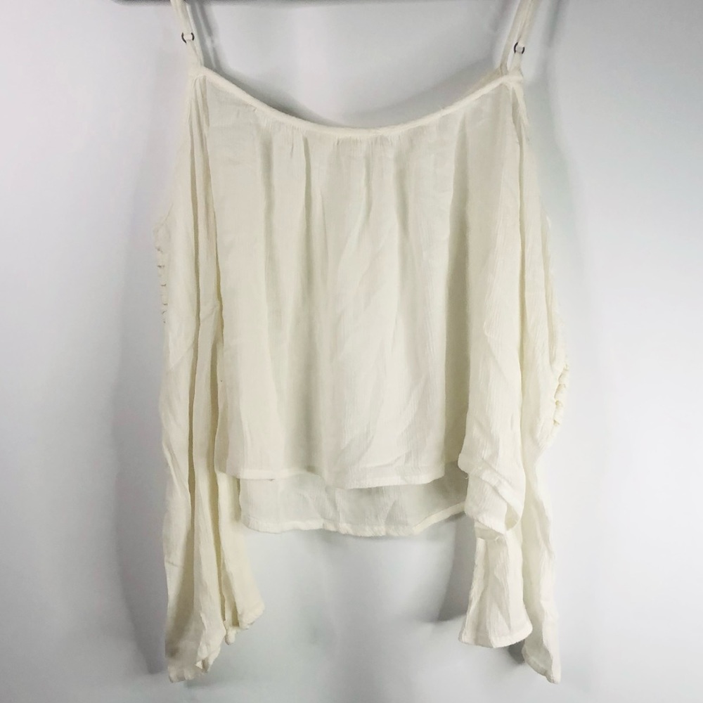 Crop Top off shoulder Ivory 3/4 Sleeve M